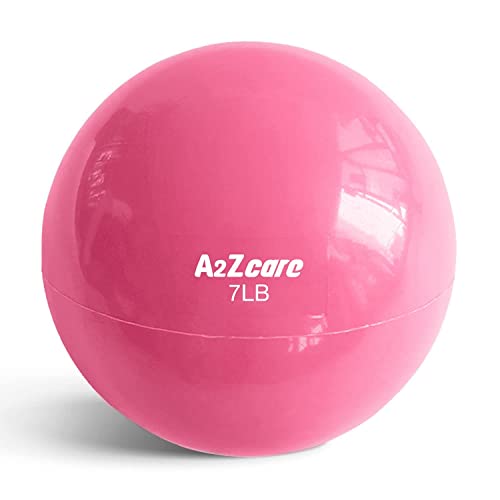 A2ZCARE Toning Ball - Weighted Toning Exercise Ball - Soft Weighted Medicine Ball for Pilates, Yoga, Physical Therapy and Fitness (Pink (7lbs))