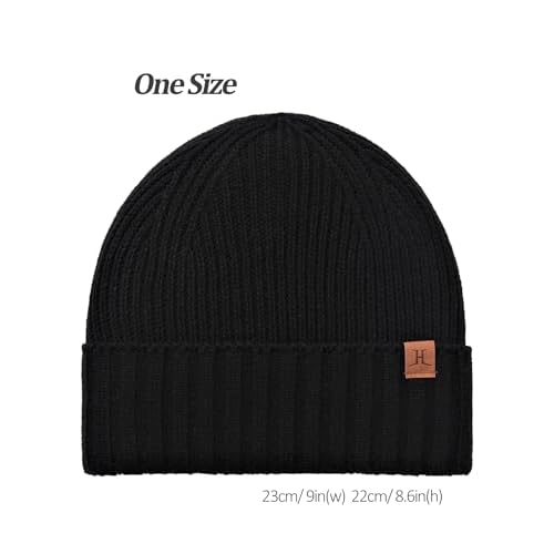 Winter Beanies Hats for Men, Knit Fleece Beanie Skull Caps, Mens Toboggans Ribbed Cuffed Stocking Hat