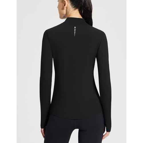 baleaf Women's Thermal Long Sleeve Shirts Fleece Mock Neck Top Warm Undershirts with Detachable Neck Gaiter Thumbholes