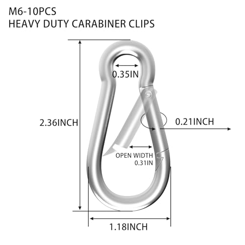Carabiners Clip Spring Snap Hook,Heavy Duty Galvanized Steel Carabiner,Safety Quick Links Snap Hooks,Spring Clips for Swing Hammock Camping Keychain Outdoor
