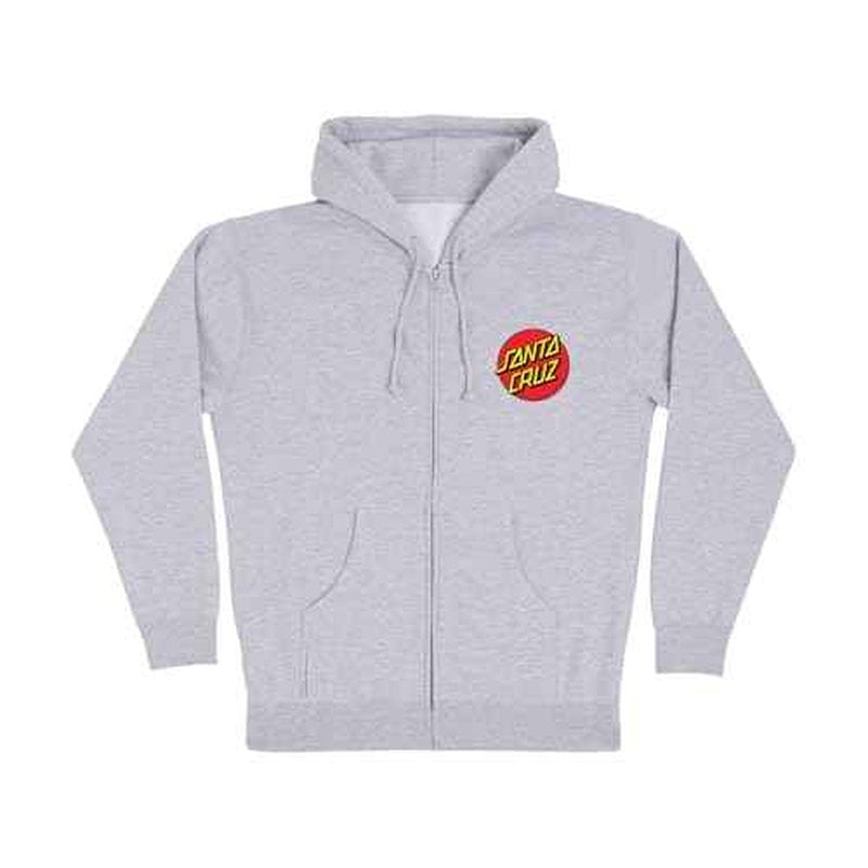 SANTA CRUZ Classic Dot Zip Hooded Heavyweight Sweatshirt Grey Hthr Med Mens