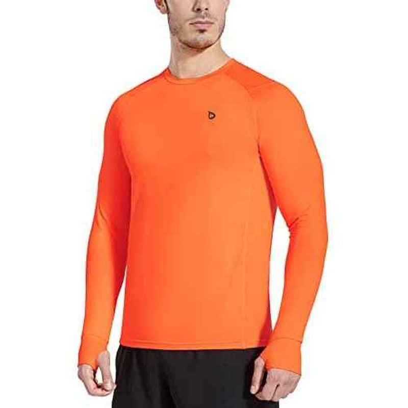 baleaf Men's Long Sleeve Running Shirts with Thumbholes Quick Dry Athletic Shirt Workout Training Top