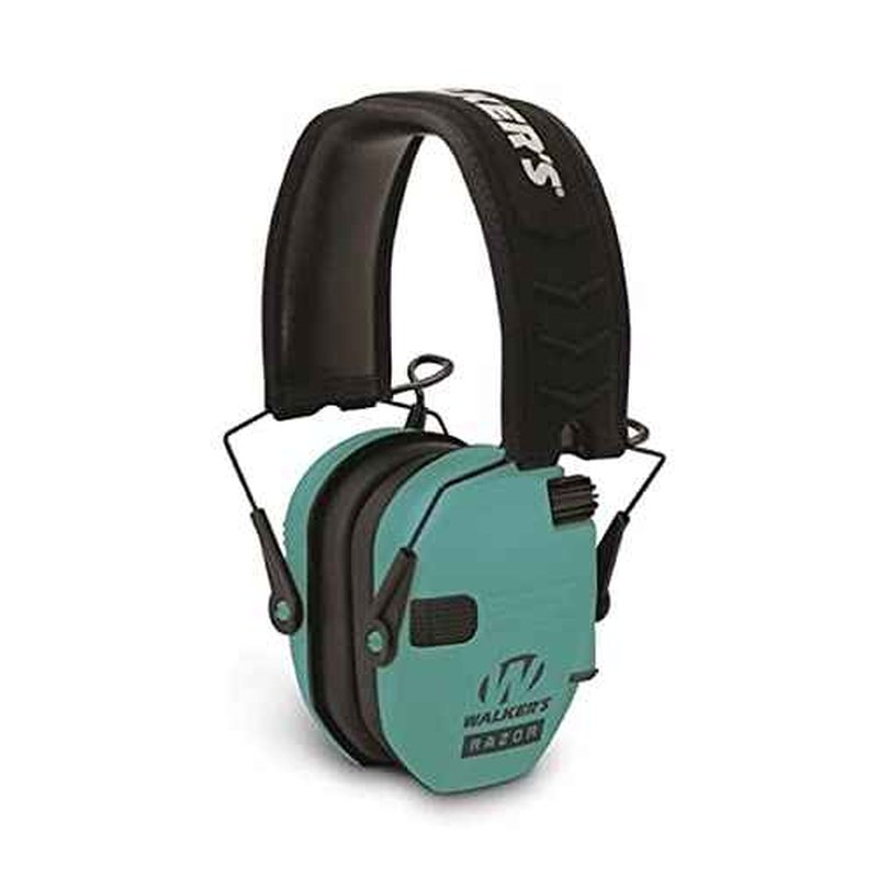 Walker's Razor Slim Electronic Shooting Earmuffs (Teal) with Protective Case