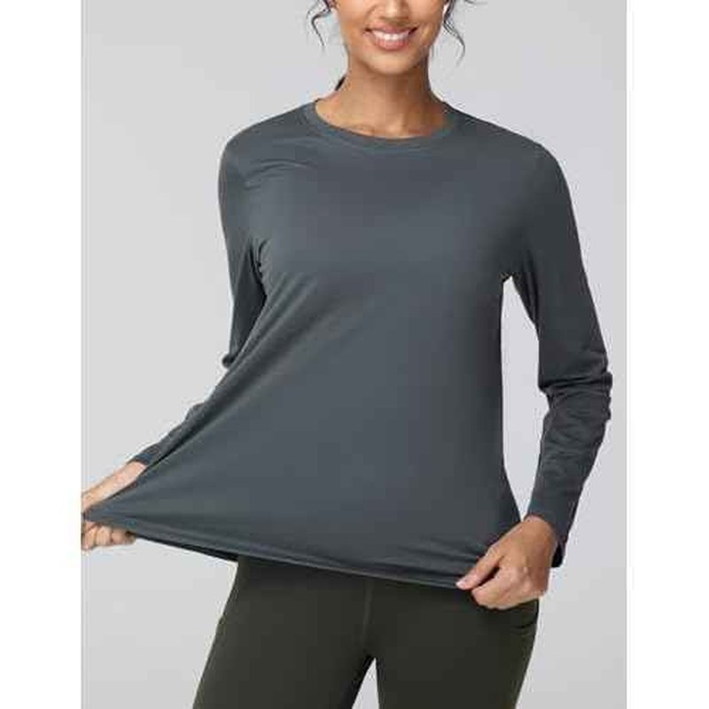 THE GYM PEOPLE Women's Long Sleeve Soft Workout Shirts Basic Crewneck UPF 50+ Sun Lightweight Fall Athletic Running Tops