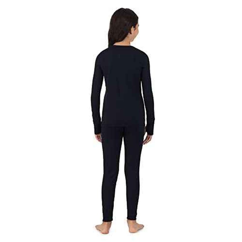 Cuddl Duds Girls Cold Weather Fleece-Lined Thermal Underwear 2-Piece Set - Kids Long Sleeve Top and Leggings Long Johns