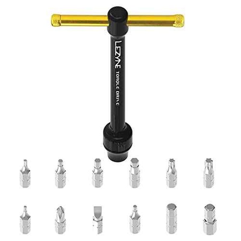LEZYNE Torque Drive Bike Multi-Tool, CNC Machined Aluminum, Magnetic Hold, 11 Interchangeable Bits, Cross-Head & Flathead, Compact, Portable Bicycle Torque Wrench Kit
