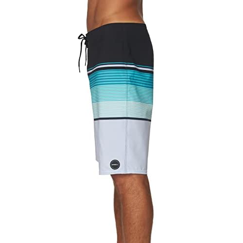 O'NEILL Men's 21 Inch 4-Way Stripe Boardshorts - Quick Dry Swim Trunks for Men with Fabric and Pockets