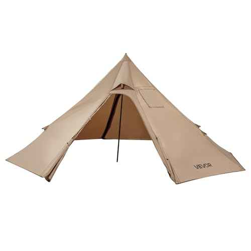 VEVOR Hot Tent, Camping Tipi Hot Tents with Stove Jack, Portable Winter Camping Tents with Snow Skirt, Easy Setup, Waterproof 4 Season Shelter Tents for Fishing Backpacking