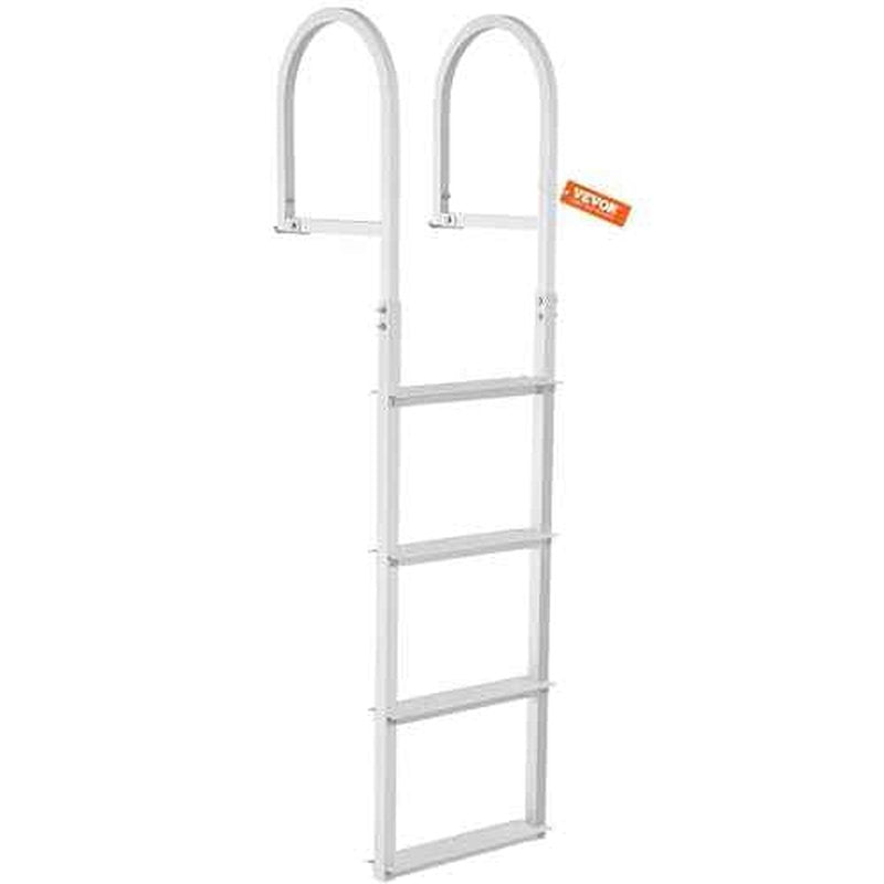 VEVOR Dock Ladder, Removable 4 Steps, 500 lbs Load Capacity, Aluminum Alloy Pontoon Boat Ladder with 3.1'' Wide Step & Nonslip Mat, Easy to Install for Ship/Lake/Pool/Marine Boarding