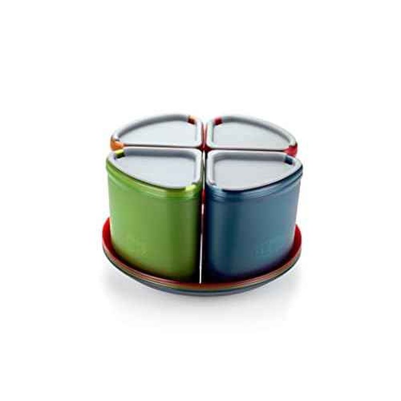 GSI Outdoors Infinity 4 Person Compact Nesting Tableset for Ultra-Light and Compact with Cup, Bowls and Plates for Camping, RV, or BBQ