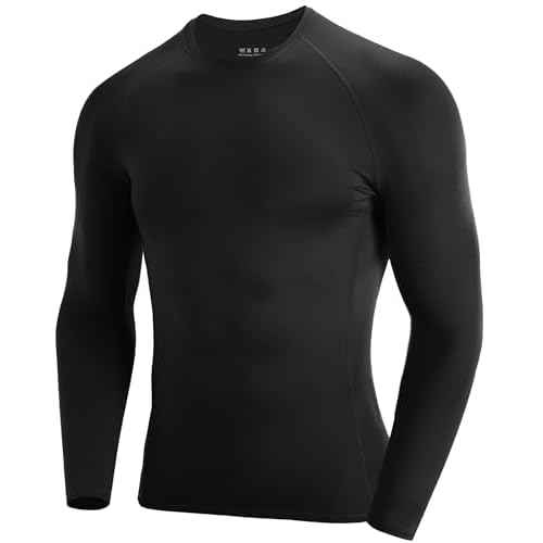 Men's Long Sleeve Compression Shirt, Quick Dry Athletic Base Layer Top, Skins Fit Football Running Workout Undershirt