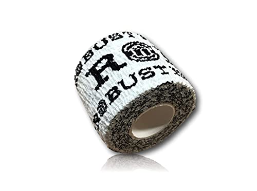 ROBUST FITNESS Weightlifting Hook Grip Tape | Adhesive Stretch Athletic Thumb & Finger Tape | Sticky, Stretchy, Flexible, Easy Tear | Olympic Weightlifting | Cross-Training (24 Rolls, White/Black)