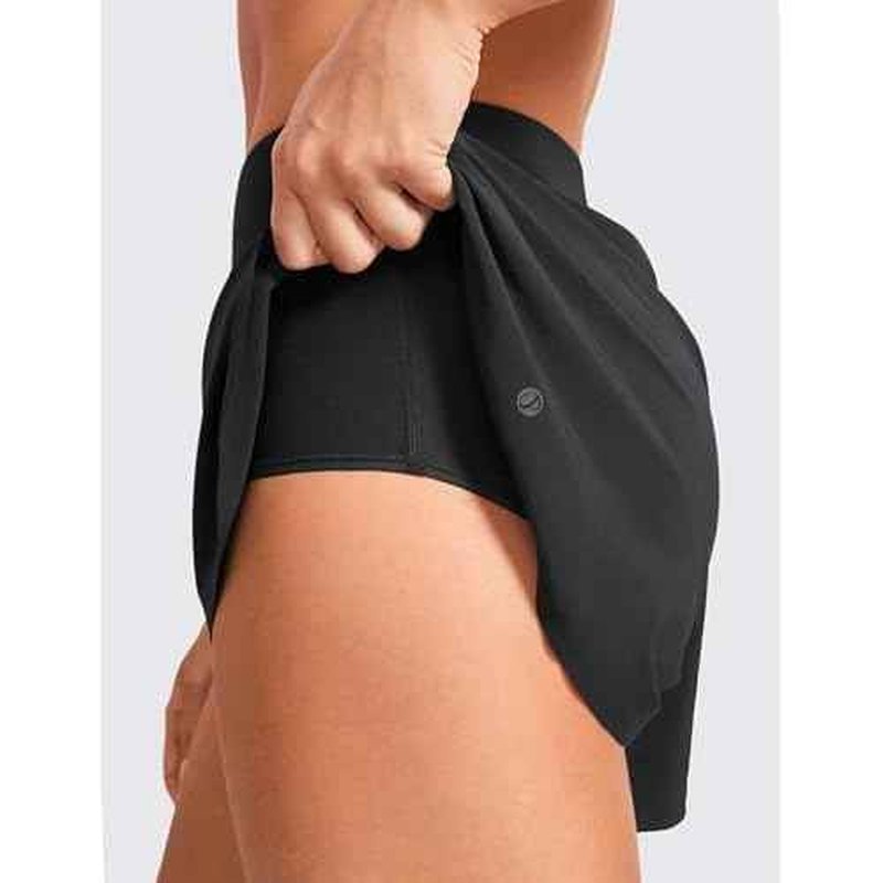 CRZ YOGA Mid Waisted Split Running Shorts for Women 4" - Comfy Mesh Liner for Workout Athletic Gym Track Quick Dry