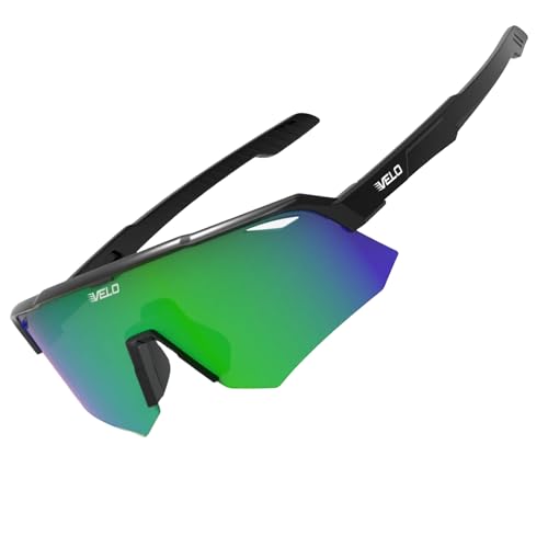 VELO Cutter Sports Sunglasses – 100% UV400 (Black Paradise, Large Adult)