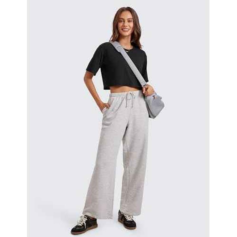 CRZ YOGA Pima Cotton Loose Crop T-Shirts for Women - Workout Yoga Casual Athletic Running Short Sleeve Shirts Crewneck Tops