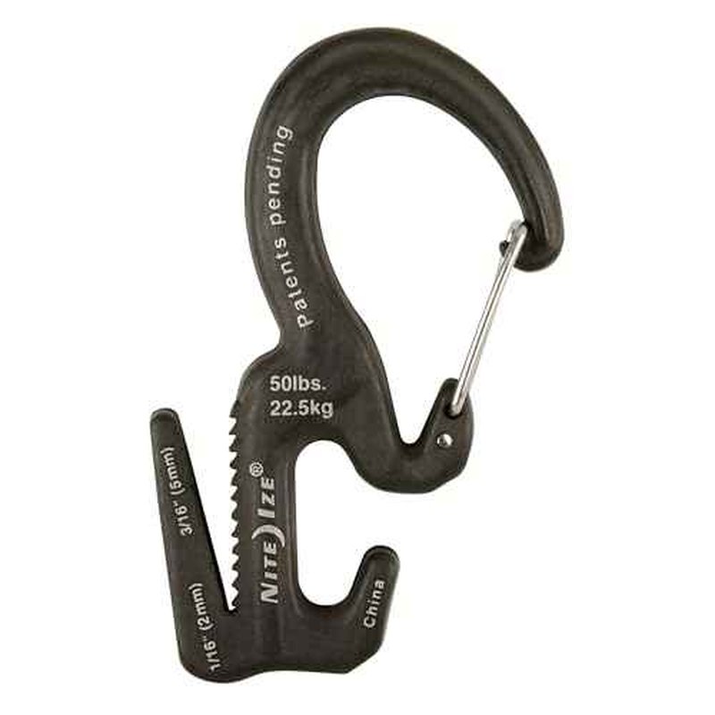 Nite Ize Figure 9 Carabiner Rope Tightener - Heavy-Duty Carabiner Clip - Cord & Rope Tightener with Wire Gate - Carabiner Camping Accessories & Tent Essentials - Small, Black (4 Pack)