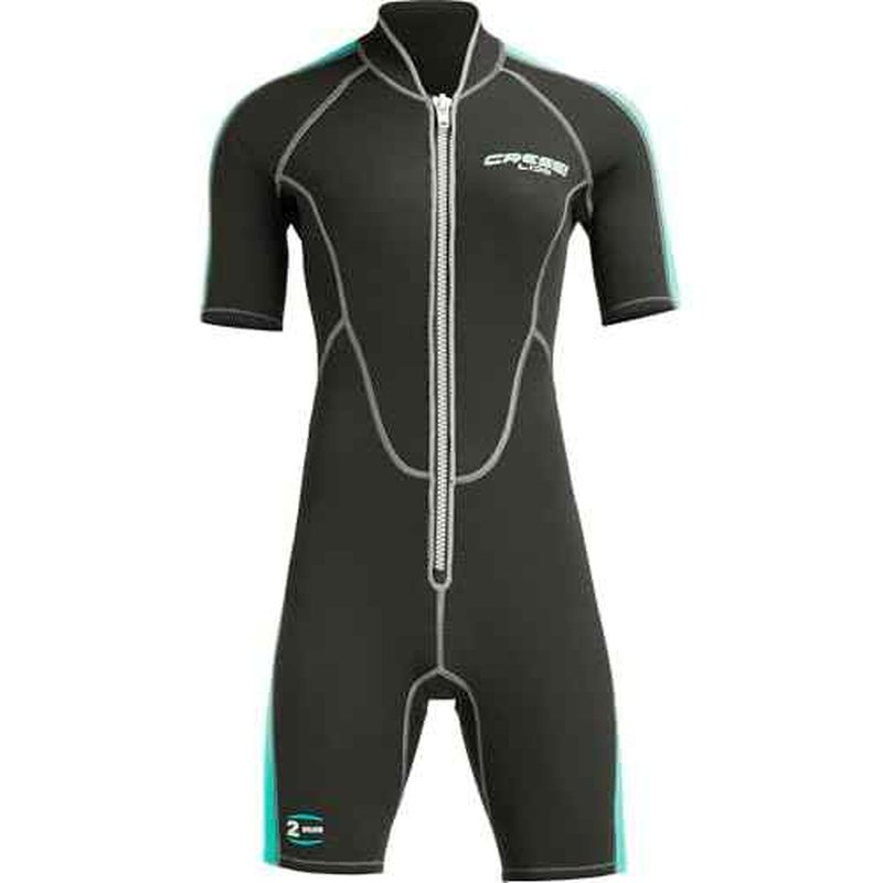 Cressi Lido 2 mm Lady Short Sleeves Short Wetsuits, Black/Aquamarine, 2 mm, L