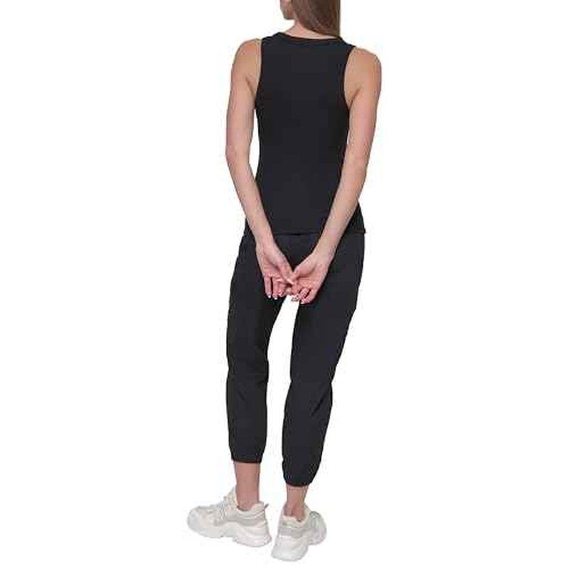 DKNY womens Twill Drawcord Rib Waistband Cargo Jogger