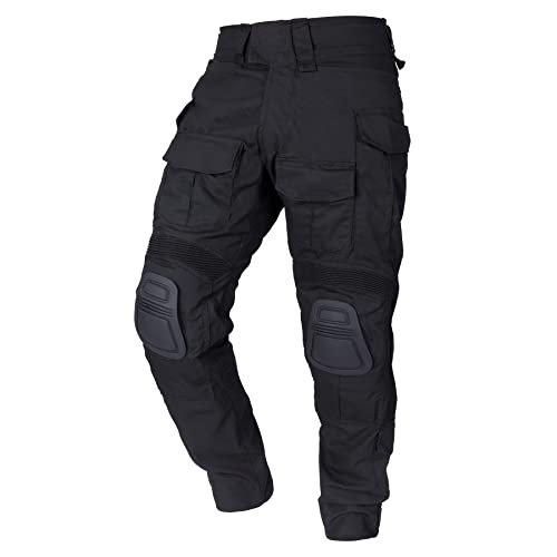 IDOGEAR Men's G3 Combat Pants with Knee Pads Multi Camouflage Trousers Airsoft Hunting Paintball Tactical Outdoor Pants (Black,30W x 31L)