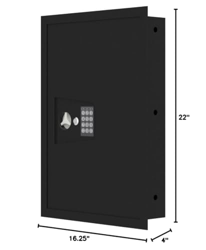 SnapSafe in Wall Gun Safe and Money Safe - Hidden Safe Provides Security for Your Firearms & Valuables, Keypad Entry - In Wall Safe Between Studs with Flush Mount, Ideal for Home, Office Black