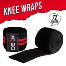 DEFY Sports' Knee Wraps for Weightlifting - Provides Knee Support for Powerlifting, Squats & Fitness Workouts - Ideal Knee Wrap for Men and Women  (1 PAIR) (Red)