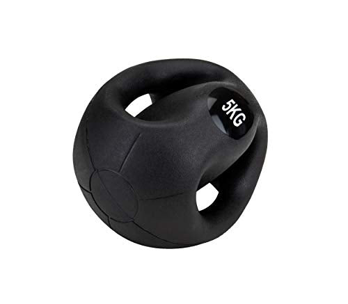 Mind Reader Medicine Ball with Handles, Strength Training, Home Fitness Core Workout, Rubber, Black, 3KG/6.6LB