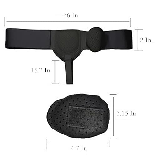YIKANGHENG Hernia Belt for Men, Medium Size Adjustable Waist Strap with Removable Compression Pads and Breathable Material for Groin Support (Black)