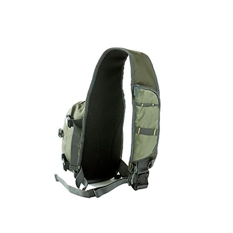 Allen Company Cedar Creek Fly Fishing Sling Pack - Fits up to 4 Tackle/Fly Boxes and Other Accessories - Gray/Lime and Olive Green