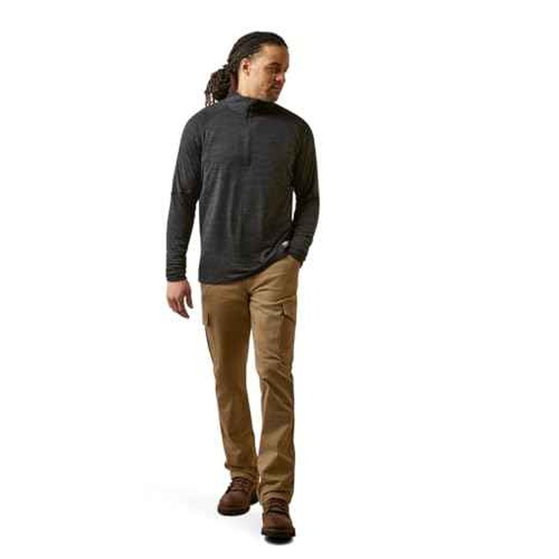 Ariat Men's Rebar Gridwork Baselayer 1/4 Zip T-Shirt - Black, XX-Large