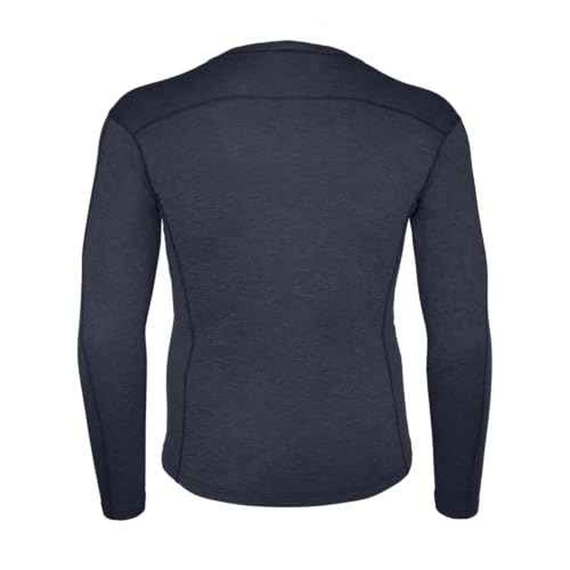 Carhartt Men's Force Midweight Synthetic-Merino Wool Blend Base Layer Crewneck Pocket Top, Navy Heather, Large US