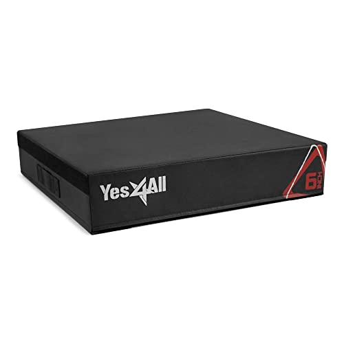 Yes4All Stackable Soft Plyo Box, Adjustable Plyometric Jump Box for Plyometric Exercises, HIIT, Conditioning - Black - 6"