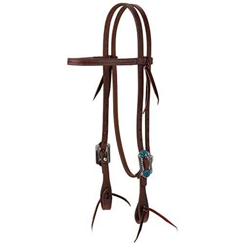 Weaver Leather ProTack Headstall with Designer Hardware, Browband, Turquoise Flower
