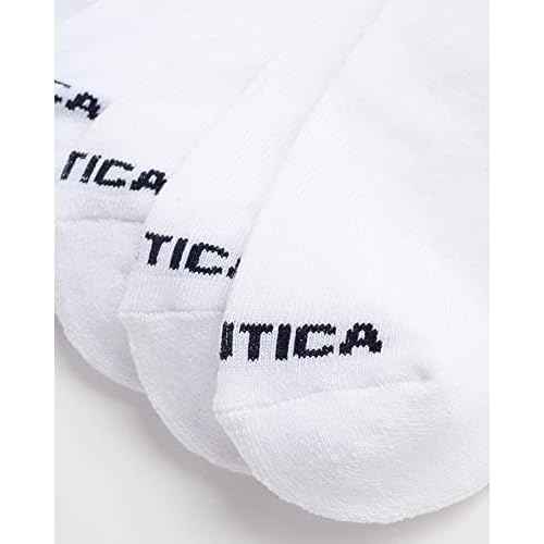 Nautica Mens Quarter Socks - 8 Pack Comfort Stretch Cushioned Moisture-Wicking Athletic Ankle Socks for Men (Sizes: 6-12.5), Size 6-12.5, White