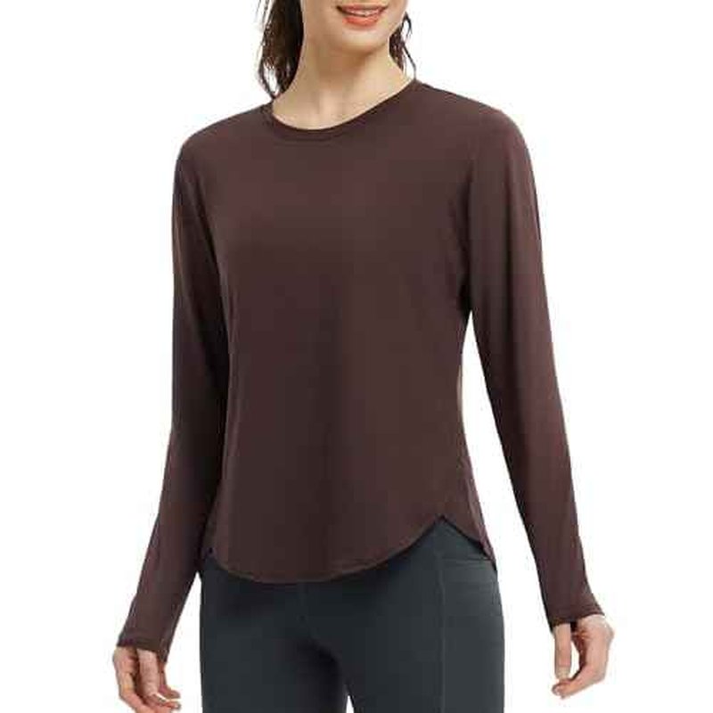 baleaf Women's Long Sleeve Workout Athletic Shirts Lightweight Stretchy Running Yoga Tops with Cross Hem Thumb Loop