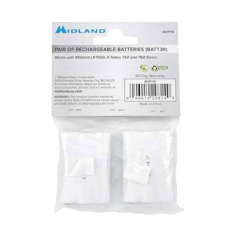 Midland AVP14 Rechargeable Batteries for T50 / T60 / LXT600 Series FRS Radios - 6-Pack