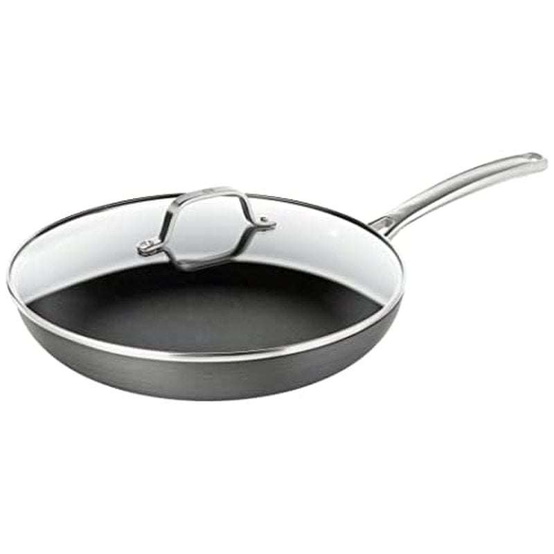 Calphalon Nonstick Frying Pan with Lid and Stay-Cool Handles, Dishwasher Safe, 12-Inch, Grey