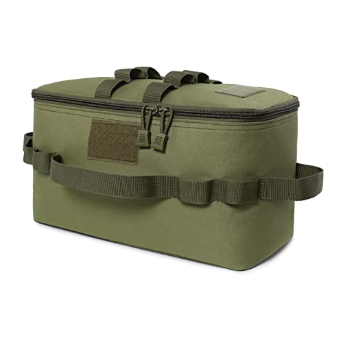 Tactical Camping Storage Bag 11L Tactical Utility Tote Bag Camping Cookware Organizer Trunk Organizer with Shoulder Strap (Army Green)