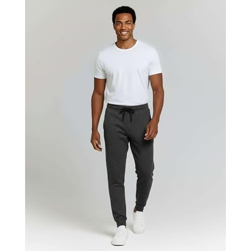 Real Essentials 3 Pack: Men's Jogger Sweatpants - Cotton Fleece Bottoms Athletic Pants with Pockets (Big & Tall Available)