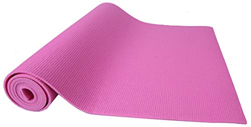 Signature Fitness All-Purpose 1/4-Inch High Density Anti-Tear Exercise Yoga Mat with Carrying Strap,Pink