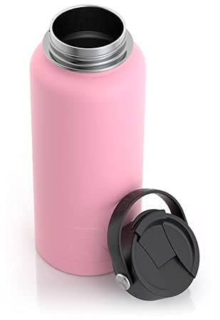 RTIC 32 oz Vacuum Insulated Bottle, Metal Stainless Steel Double Wall Insulation, BPA Free Reusable, Leak-Proof Thermos Flask for Water, Hot and Cold Drinks, Travel, Sports, Camping, Flamingo