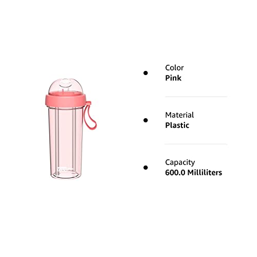 Mwzj Creative Water Cup,One Cup of Two Different Drinks Two Straws Couple Outdoor Drinking Cup for Camping Hiking Backpacking Travel Office