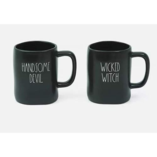 Rae Dunn WICKED WITCH, HANDSOME DEVIL halloween coffee, tea cups/mugs