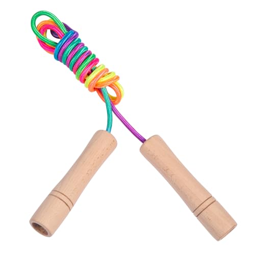 Homello Jump Rope for Kids - Wooden Handle - Adjustable Cotton Braided Fitness Skipping Rope