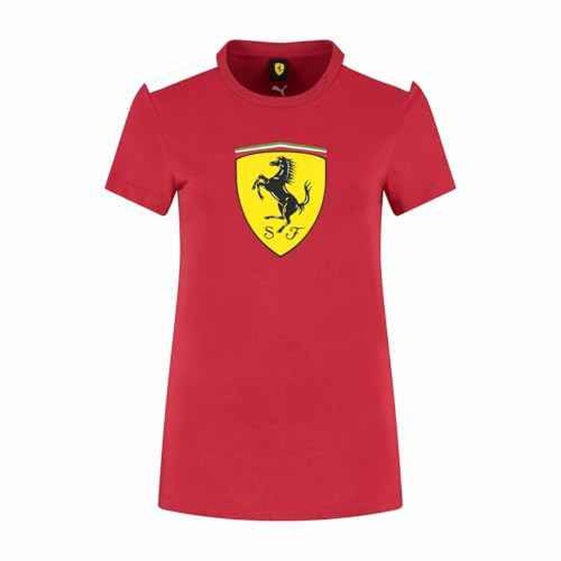 PUMA Scuderia Ferrari F1 Women's Tshirt with Large Scudetto Shield Logo - Red