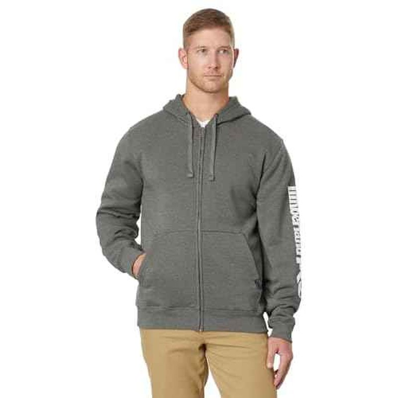 Timberland PRO Men's Hood Honcho Sport Full-Zip Hooded Sweatshirt, Dark Charcoal Heather/White, Medium