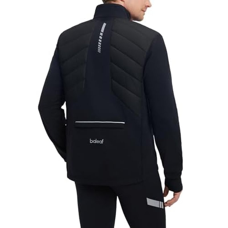 baleaf Men's Cycling Jacket Puffer Lightweight Coat Windproof Warm Winter 5 Pockets Packable Running Hiking