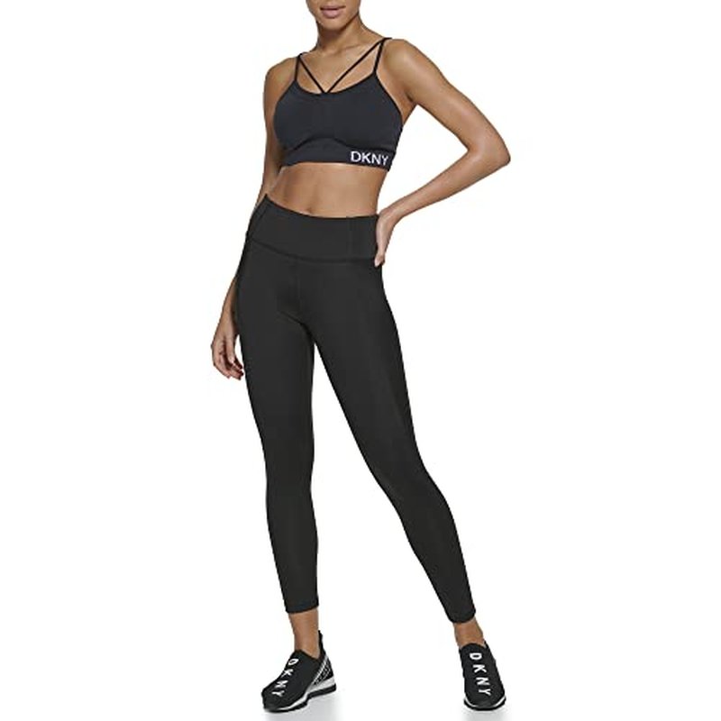 DKNY Women's High Waisted Tummy Control Workout Leggings