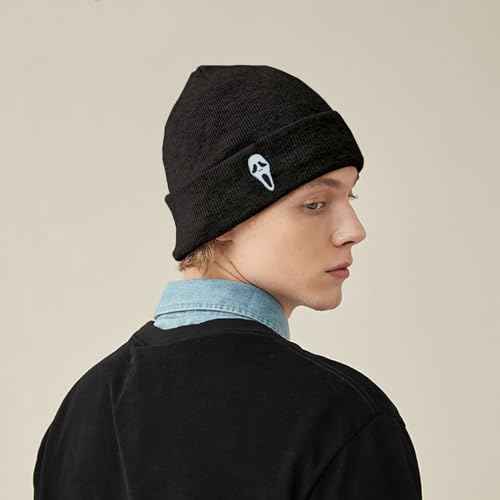 Cool Beanies Embroidered Knit Hats Beanie Fall Winter Black Graphic Knit Hat Cap for Women Men