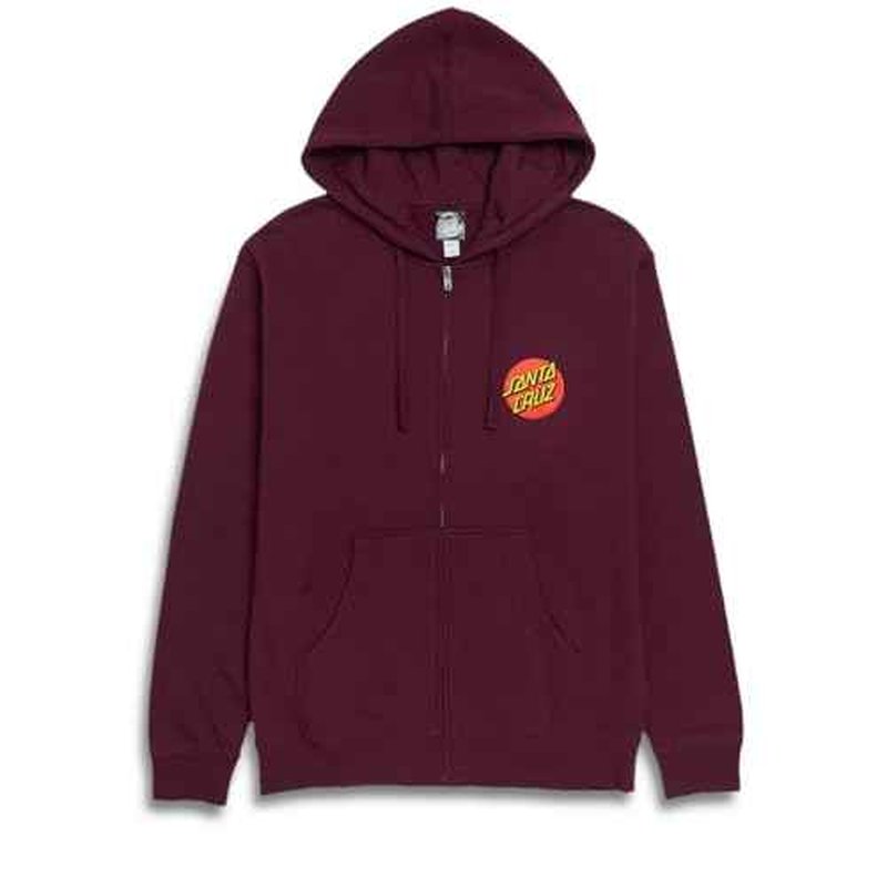 SANTA CRUZ Classic Dot Zip Hooded Midweight Sweatshirt Maroon Lg Mens