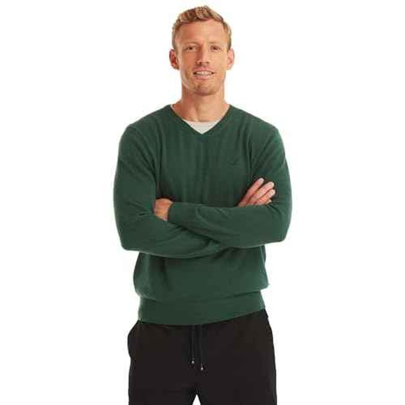 Nautica Men's Classic Fit Soft Lightweight Jersey V-Neck Sweater, ForestGreen, L
